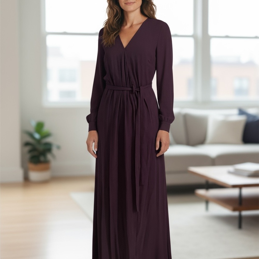 Vici Deep Purple Long‎ Sleeve Maxi Wrap Dress Size Small
